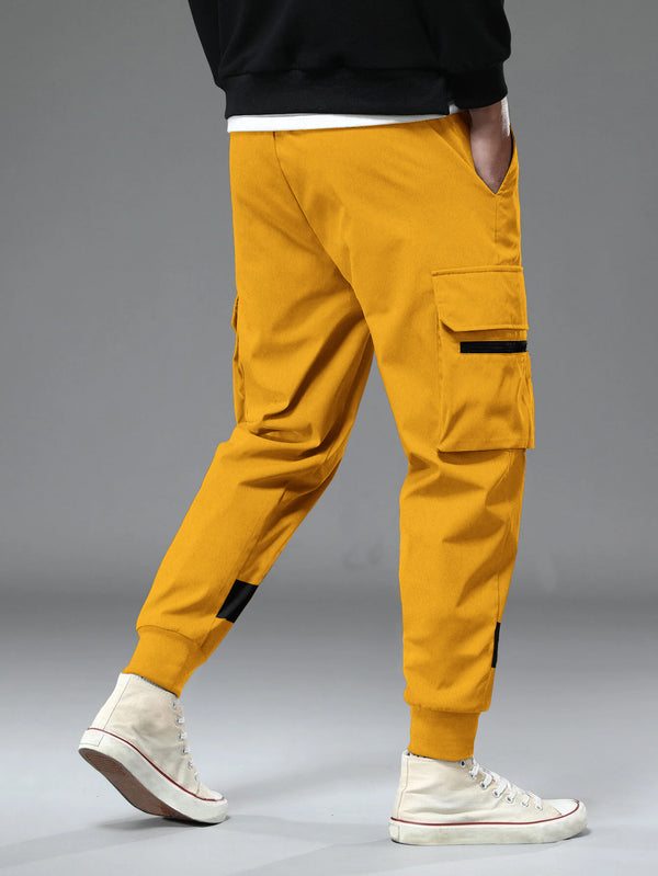 Men Yellow Printed Cargo Jogger