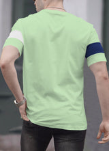 Men Green half sleeve Round Neck striped T-Shirt