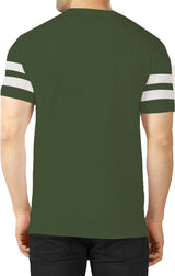 Men Striped Round Neck Cotton Blend Dark Green T-Shirt