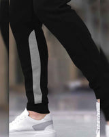 Men Plain Ankle Fit Cuffed Jogger / Black