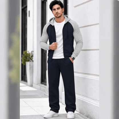 Mens Hooded Neck Dual Color Jacket Winter Tracksuits