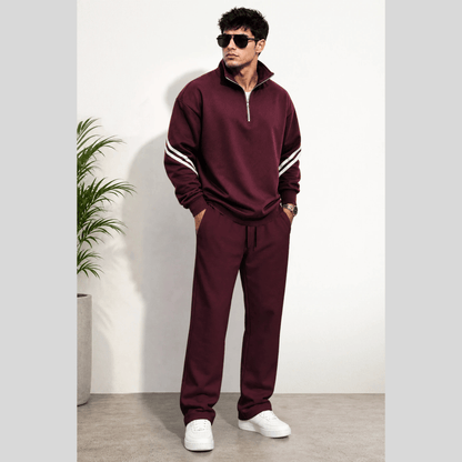 Tracksuit High Neck Sweatshirts And Plain Baggy Trackpants