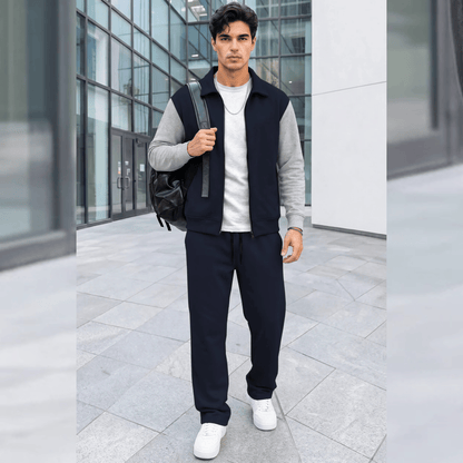 Mens Polo Neck Dual Color Jacket Winter Tracksuits