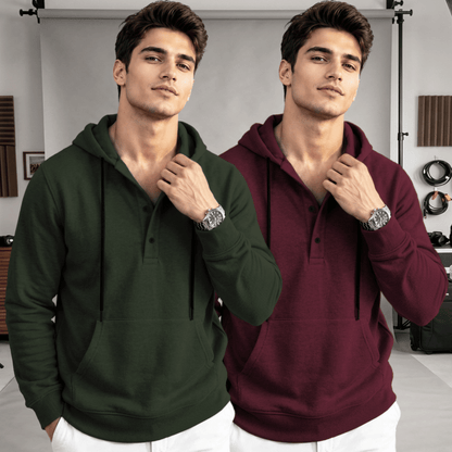 (Pack Of 2) Hooded Neck Plain Winter Sweatshirts