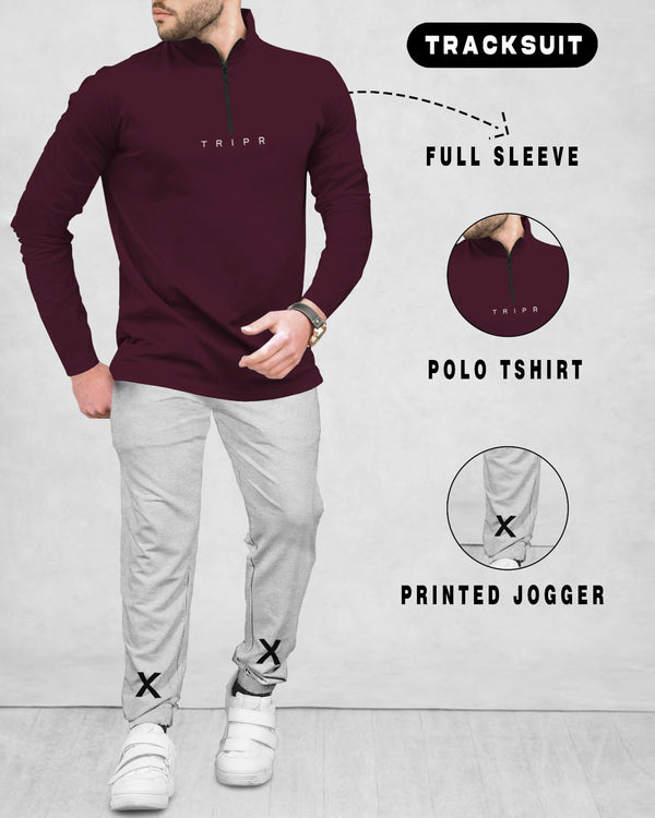 mens tracksuit MAROON-GREY