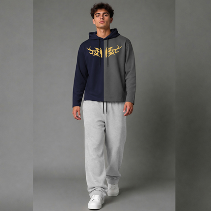 Outfit Set Plain Dual hooded Tshirt - Plain Loose Fit Trackpants