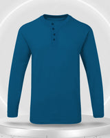 Solid Men Henley Royal Blue Full Sleeve T-Shirt