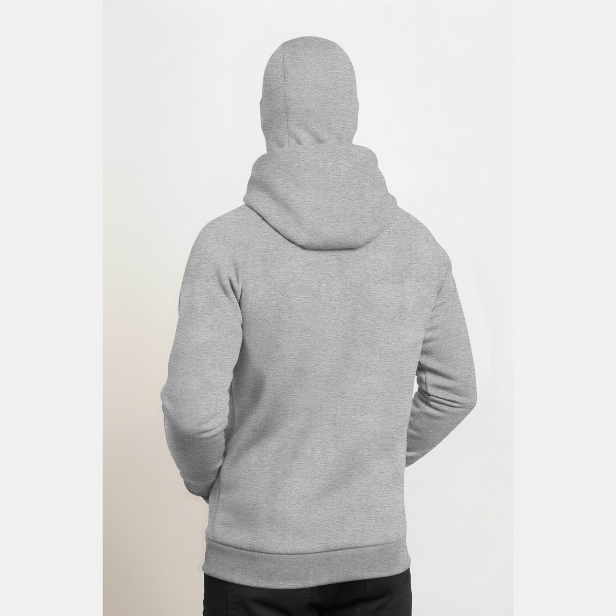 Full Sleeve Hooded Neck Mask Jacket Grey