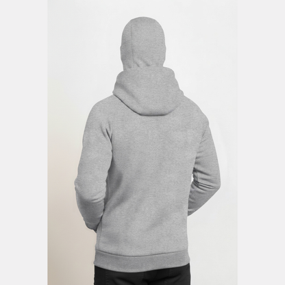 Full Sleeve Hooded Neck Mask Jacket Grey