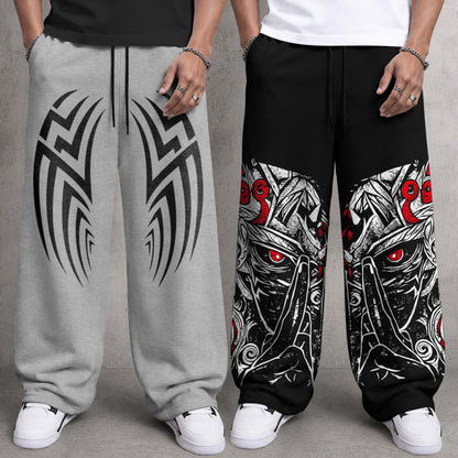 (Pack of 2) Mens Printed and Solid Baggy Fit Track Pants Combo