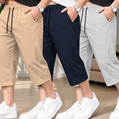 (Pack Of 3) Men Plain Three Fourth Shorts