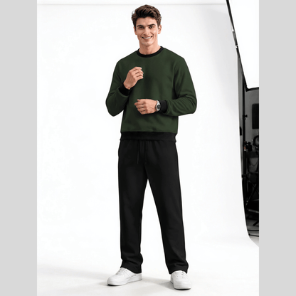 Mens Round Neck Color Blocked Swaeatshirt  Winter Tracksuits