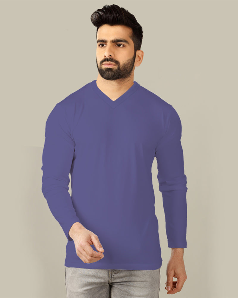 Solid Men V-Neck Full Sleeve T-Shirt – TRIPR