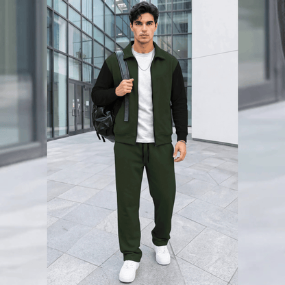 Mens Polo Neck Dual Color Jacket Winter Tracksuits