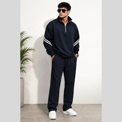 Tracksuit High Neck Sweatshirts And Plain Baggy Trackpants