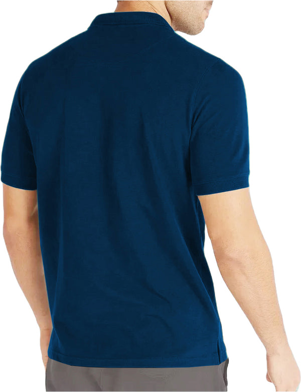 Men Solid Polo Neck Cotton Blend Navy Blue T-Shirt