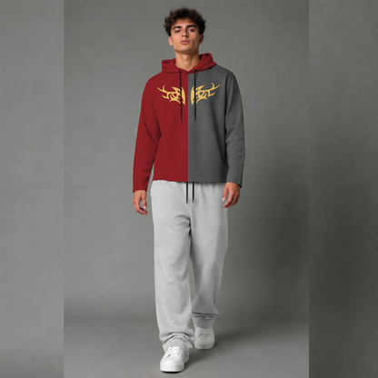 Outfit Set Plain Dual hooded Tshirt - Plain Loose Fit Trackpants