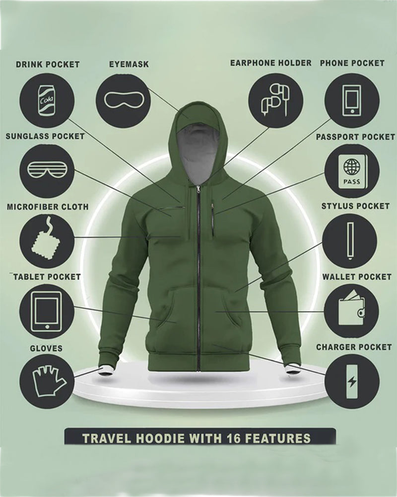 Full Sleeve Olive Unisex Travel Jacket