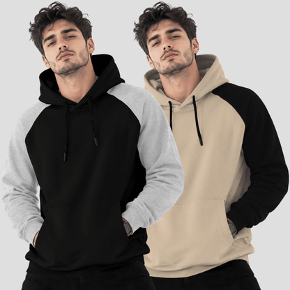 (Pack Of 2) Hooded Neck Color Blocked Winter Sweatshirts