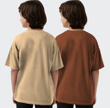 (Pack of 2 ) Boys Flap Pocket Typography Round Neck Half Sleeve T-Shirt