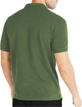 Men Solid Polo Neck Cotton Blend Olive Green T-Shirt