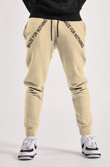 Men Beige Cuffed Loopknit Jogger Pant