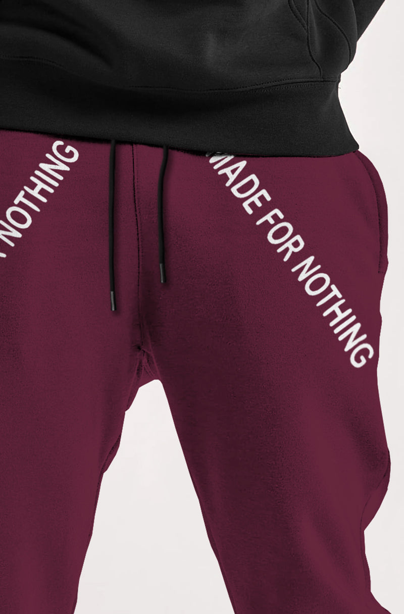 Men Maroon Cuffed Loopknit Jogger Pant