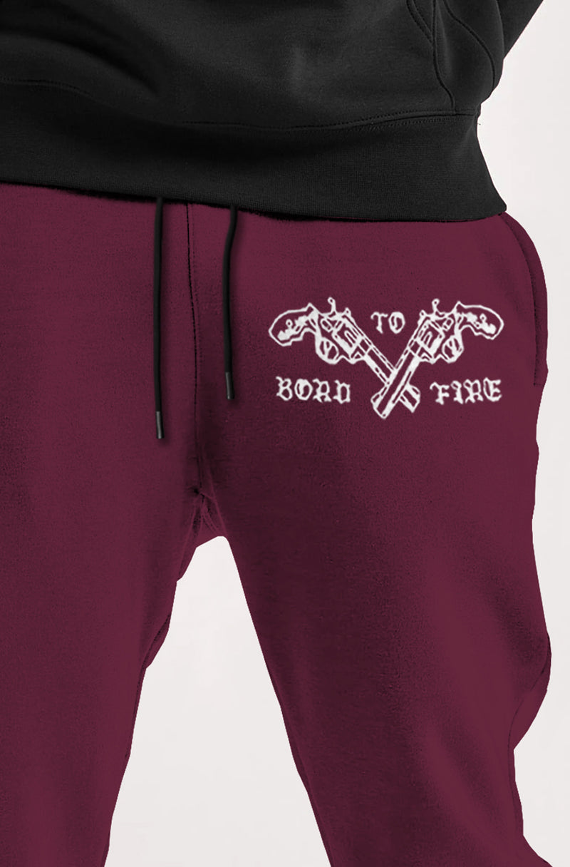 mens loop knit jogger - maroon