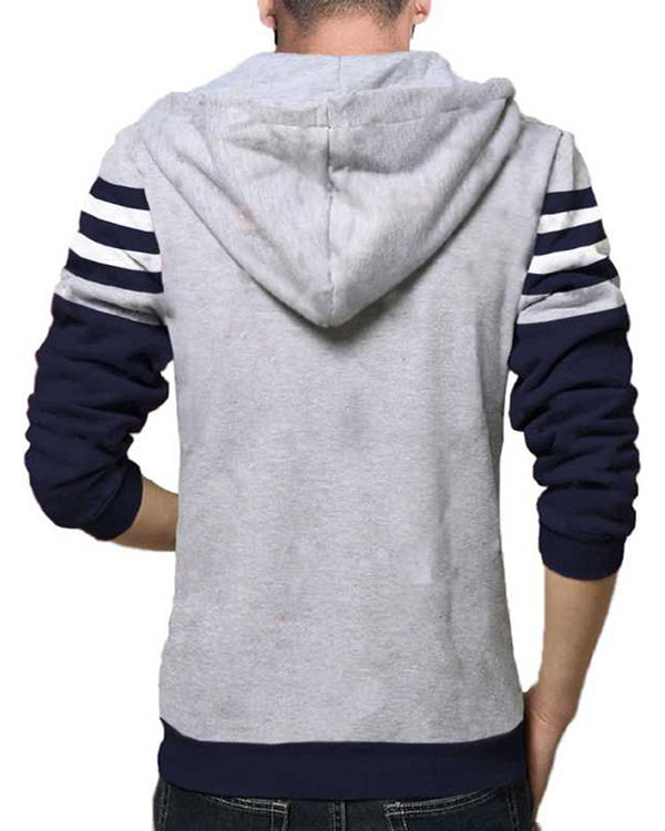 Striped Blue & Grey Zipper Casual Jacket