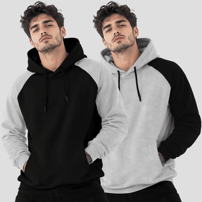 (Pack Of 2) Hooded Neck Color Blocked Winter Sweatshirts