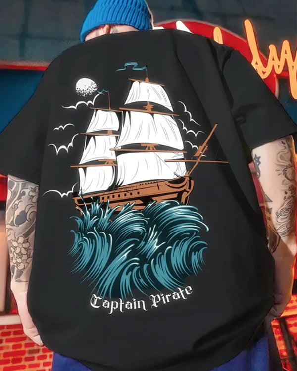 Captain Pirate Printed Oversized T-shirt