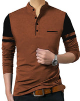 Henley Brown - Black Contrast Full Sleeve t-shirt