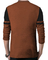 Henley Brown - Black Contrast Full Sleeve t-shirt