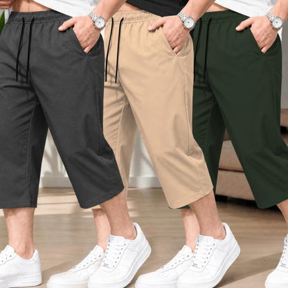 (Pack Of 3) Men Plain Three Fourth Shorts
