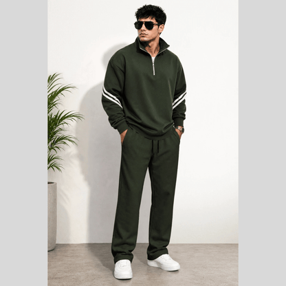 Tracksuit High Neck Sweatshirts And Plain Baggy Trackpants
