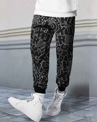 Men All Over Printed Black Trackpant