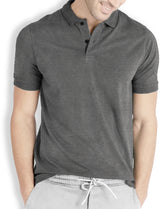 Men Solid Polo Neck Cotton Blend Grey T-Shirt