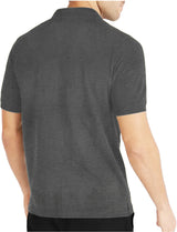 Men Solid Polo Neck Cotton Blend Grey T-Shirt