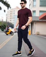 Mens Tracksuit - Half Sleeve Maroon t-shirt / Navy Blue Trackpant