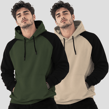 (Pack Of 2) Hooded Neck Color Blocked Winter Sweatshirts