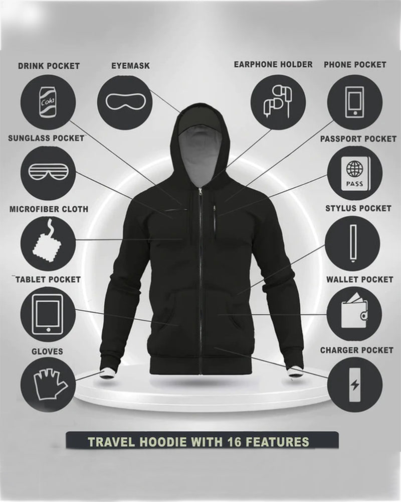 Full Sleeve Unisex Travel Hoodie Jackets