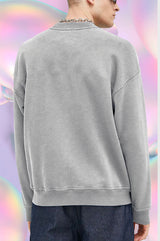 Men crew-neck plain Grey Sweatshirt