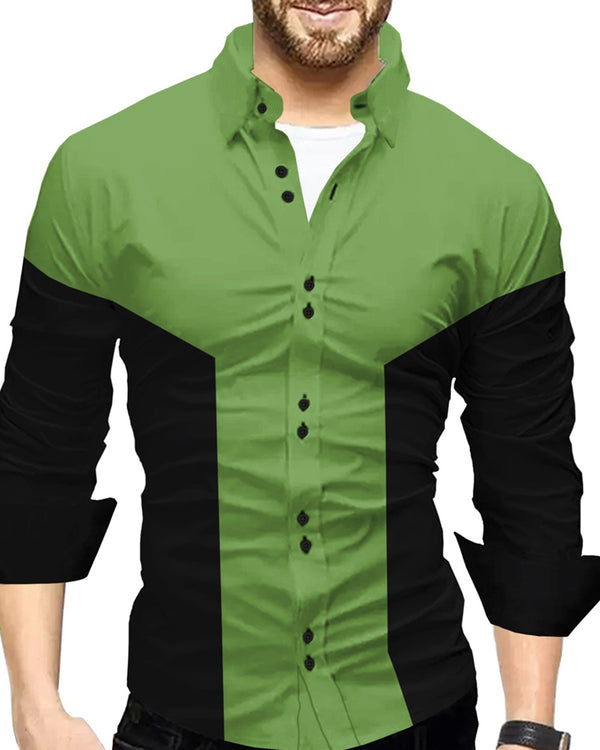 MEN FULL HAND GREEN-BLACK SHIRT