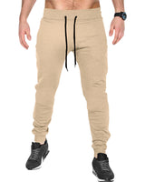 Men Plain Beige Cuffed Ankles Cotton Jogger TrackPant