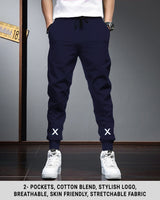 Men Navy blue Cuffed Ankles TrackPant