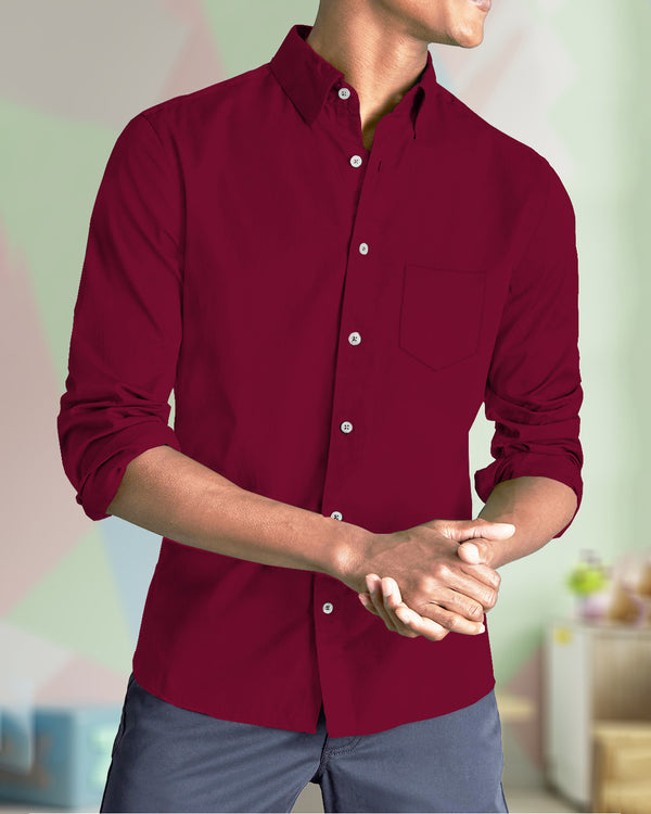 MEN PLAIN MAROON FULL HAND SHIRT