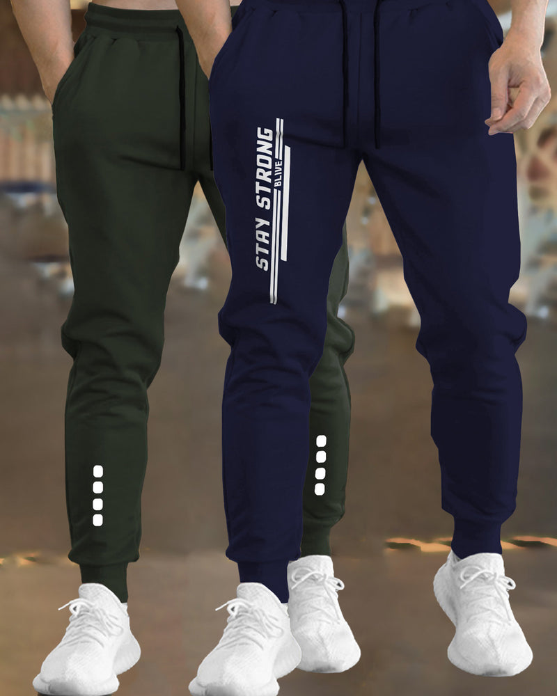 Men Trackpant Combo (Pack Of 2) - Dark Green & Navy Blue Trackpant