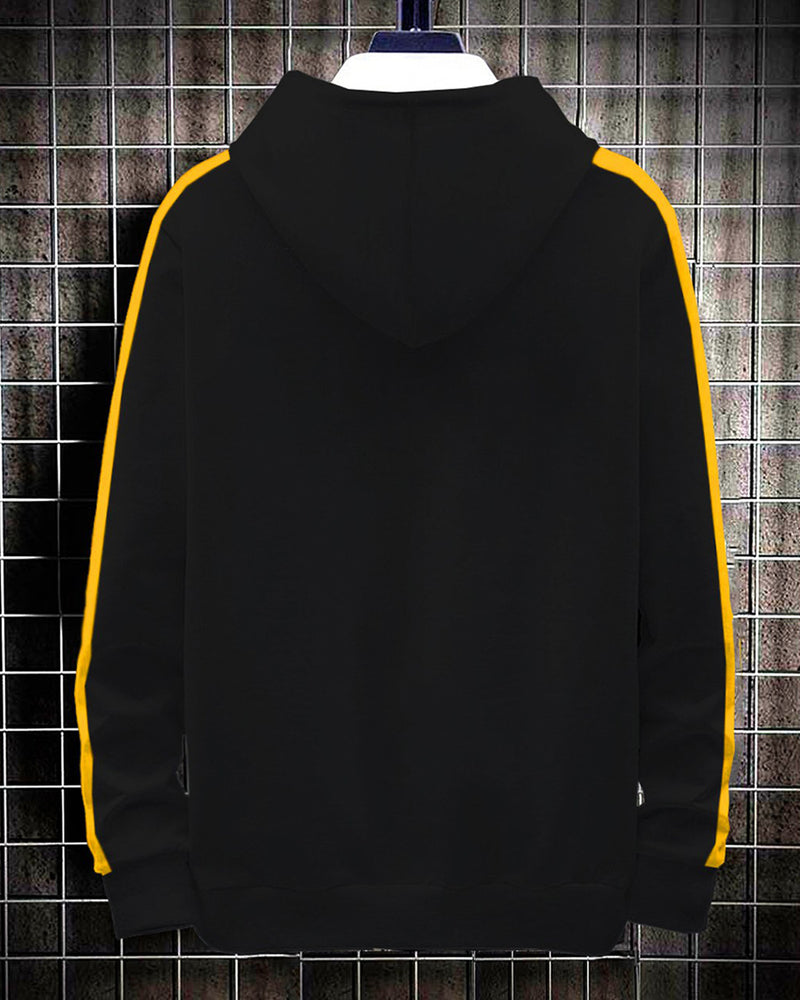 Full Sleeve Color Block Men Black Yellow Sweatshirt