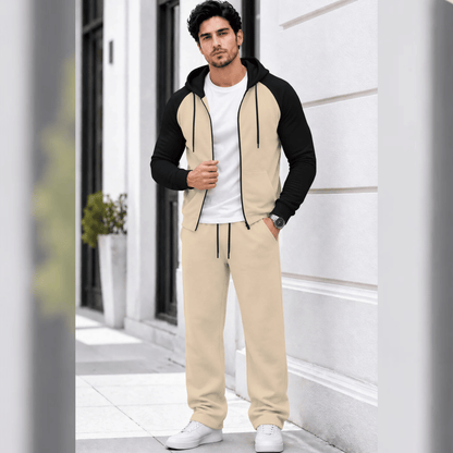 Mens Hooded Neck Dual Color Jacket Winter Tracksuits