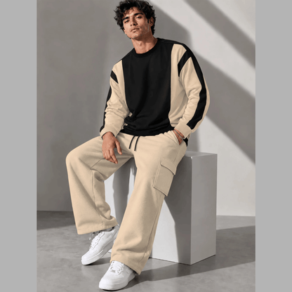Tracksuit Round Neck Sweatshirts And Plain Cargo Trackpants